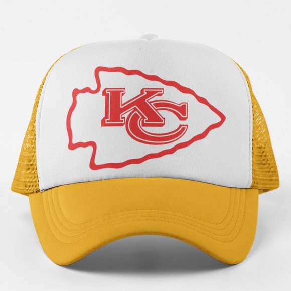 Team Fans Other - NEW Kansas City Chiefs Monochrome Logo Foam Trucker Mesh Snapback Hat 2TONE GOLD